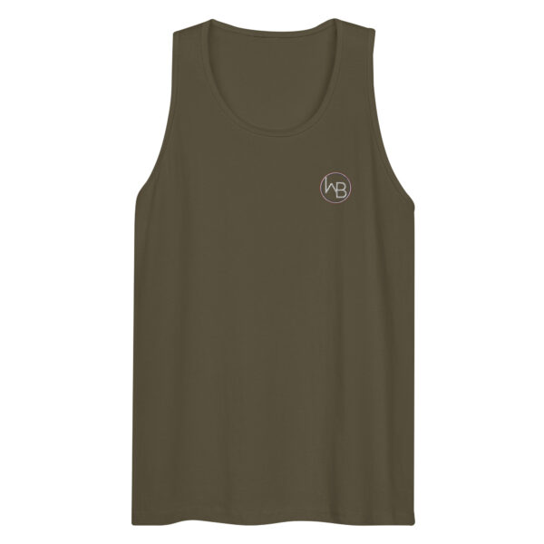 Military Green tank top with embroidered red/white/blue logo